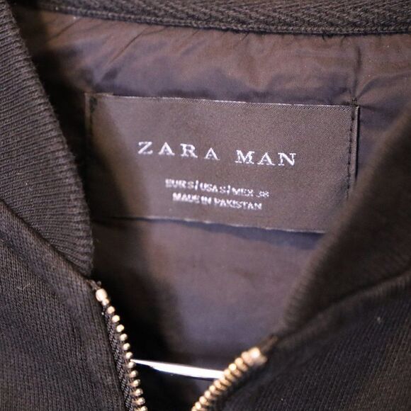 Zara Man Black Bomber Jacket Sz S - Picture 4 of 7